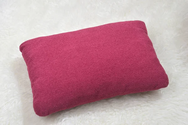 Cozy Purple Square Pillow White Velvet Base — Zdjęcie stockowe