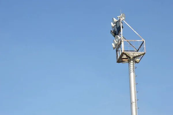 Stadium Light Poles Blue Sky Backgrounds — Zdjęcie stockowe