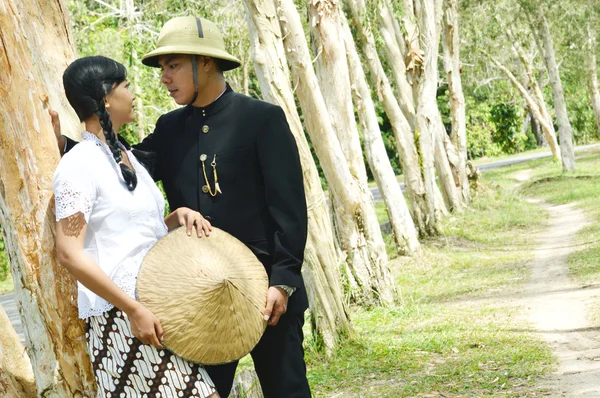 Indonéské svatební páry prewedding focení — Stock fotografie