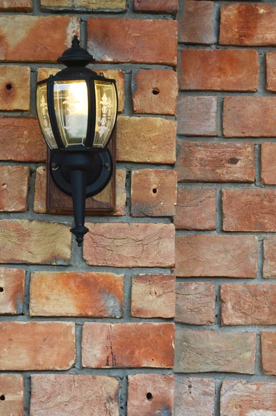 decorative lights on the brick wall