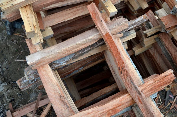 Stack of pile firewood — Stock Photo, Image