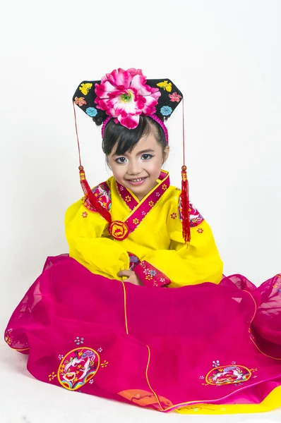 Asiático niña desgaste coreano tradicional vestidos —  Fotos de Stock