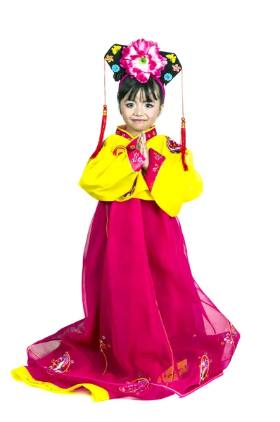 Kore geleneksel Asyalı küçük kız giyim elbise — Stok fotoğraf