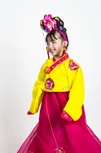 Asiático niña desgaste coreano tradicional vestidos —  Fotos de Stock