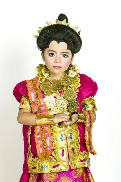 Asiatiska liten flicka slitage Bugisnese traditionella klänningar — Stockfoto