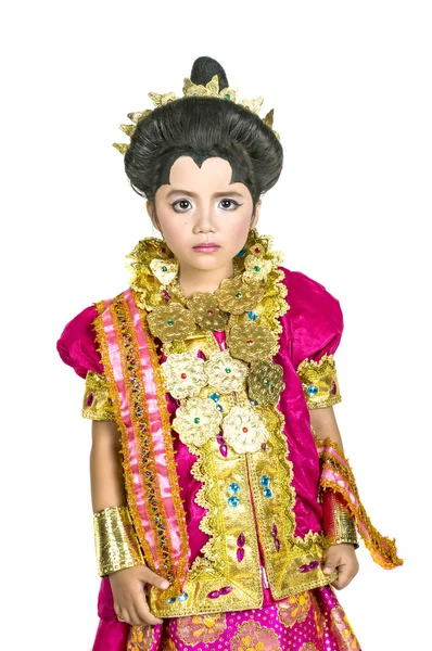 아시아 소녀 착용 Bugisnese 전통적인 드레스 — 스톡 사진