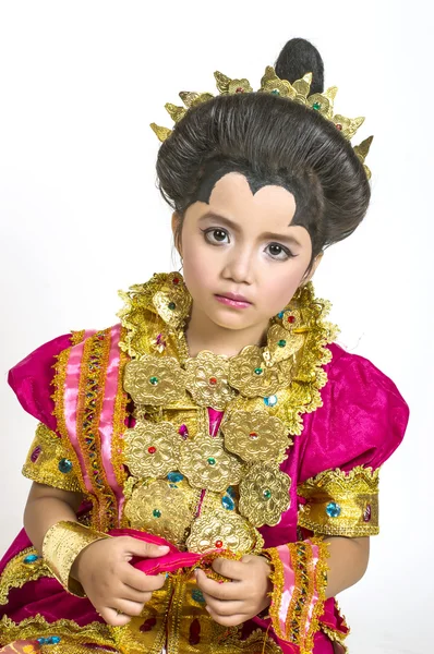 Asiatique petite fille porter Bugisnese robes traditionnelles — Photo