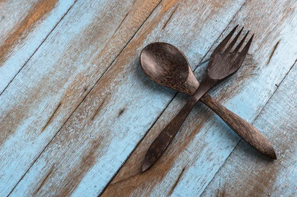 Wooden spoon and fork — Stock Photo, Image