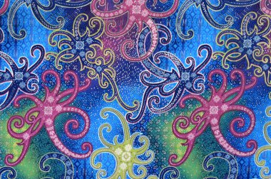 Borneo Endonezya batik kumaş detaylı desenleri