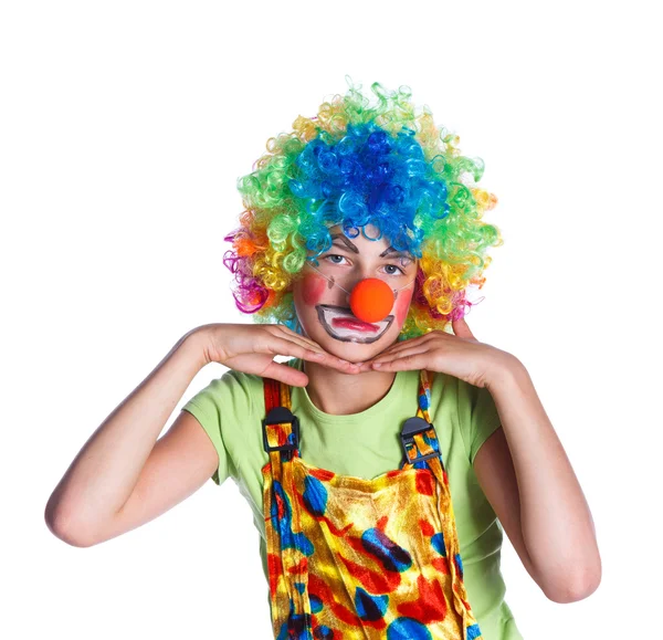 Ragazza vestita come un clown isolato — Foto Stock