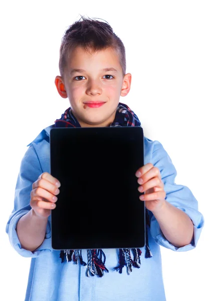 Παιχνίδι αγόρι με tablet — Φωτογραφία Αρχείου