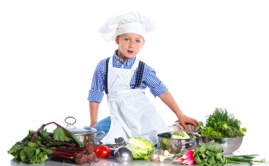 Şefler şapkalı çocuk kitchener