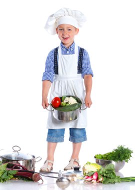 Şefler şapkalı çocuk kitchener