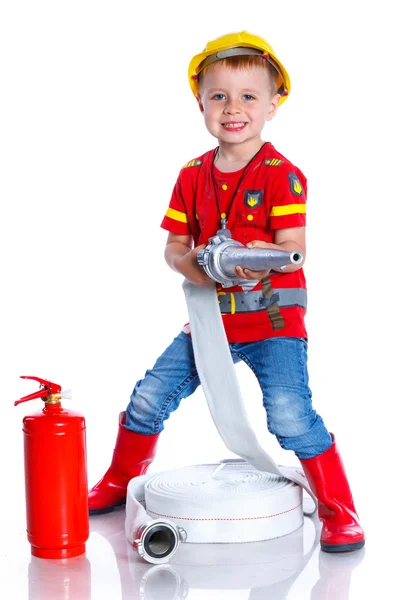 Schattig peuter brandweerman — Stockfoto