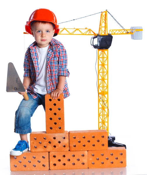 Kleine jongen Builder — Stockfoto