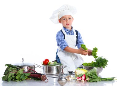 Şefler şapkalı çocuk kitchener