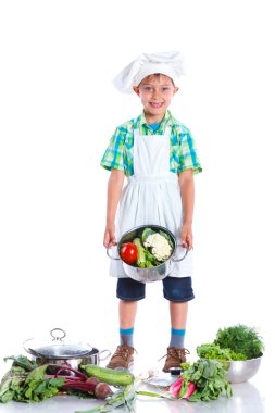 Şefler şapkalı çocuk kitchener