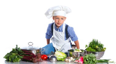 Şefler şapkalı çocuk kitchener