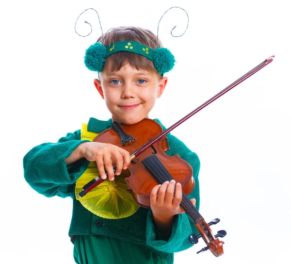 Jongen in een pak van Sprinkhaan — Stockfoto