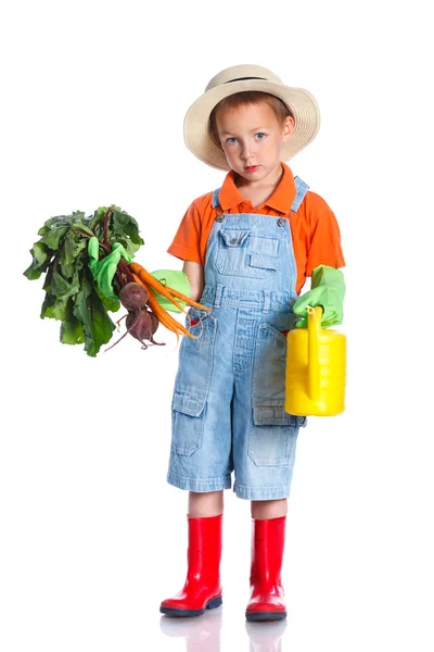 Leuke jongen tuinman — Stockfoto
