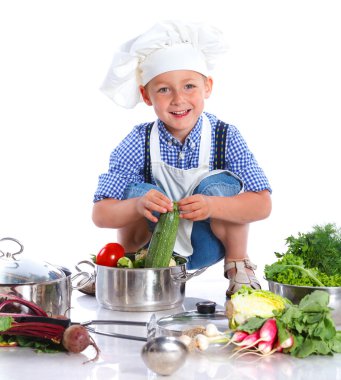 Şefler şapkalı çocuk kitchener