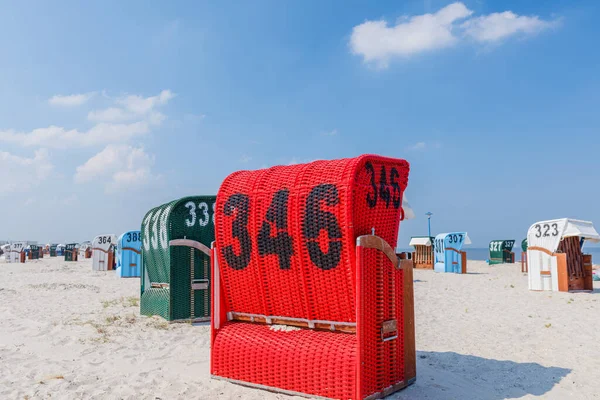 Korbs de praia no mar do Norte na Alemanha — Fotografia de Stock