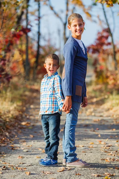 Schattige kinderen in herfst park — Stockfoto