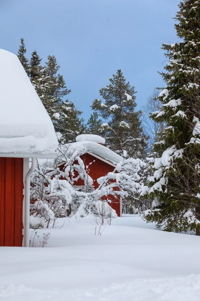 Red wooden Finnish house — Stock Photo, Image