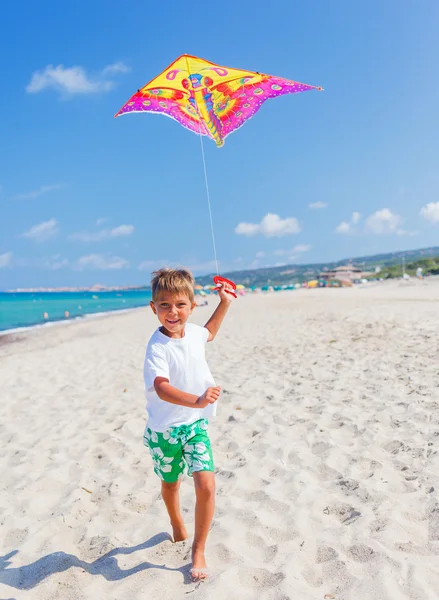 Oğlan uçurtma ile. — Stok fotoğraf