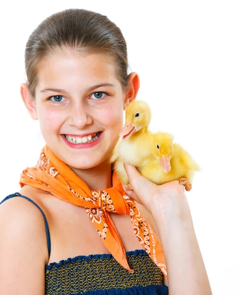 Fille avec canard — Photo