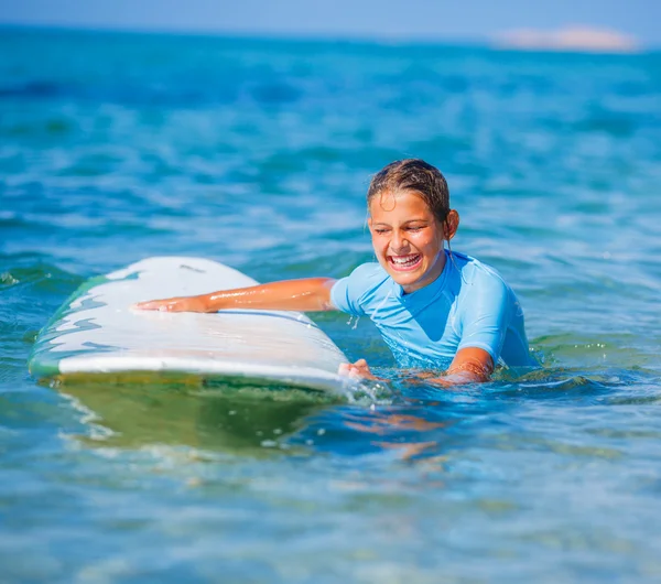 Girl with surf — Stock Photo, Image