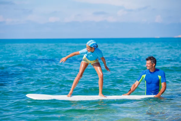 Girl with surf — Stock Photo, Image