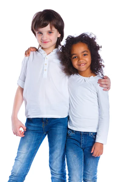 Hermano y hermana en el estudio — Foto de Stock