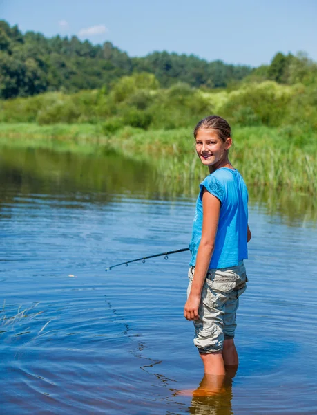 Ragazza di pesca — Foto Stock