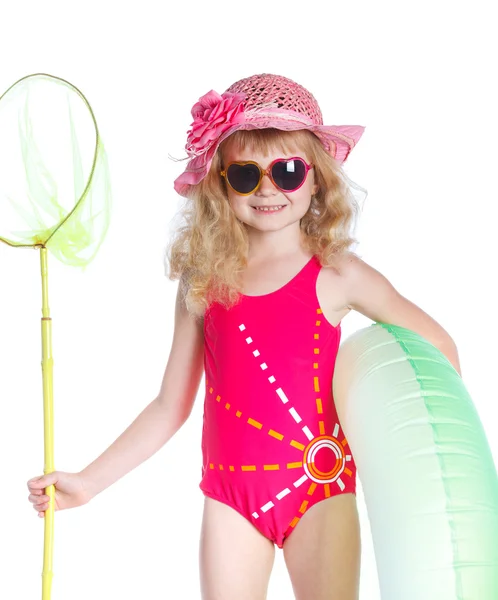 Klein meisje in zwembroek — Stockfoto