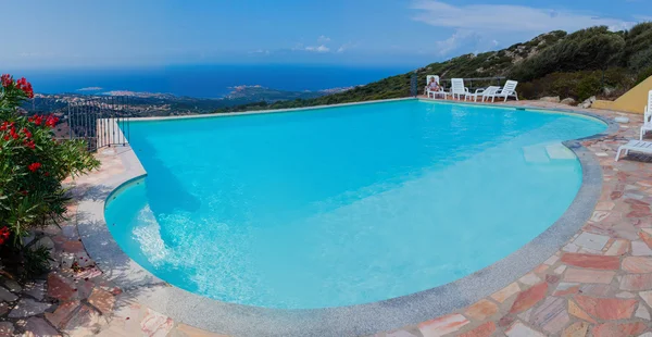 Swimming pool with sea view — Stock Photo, Image