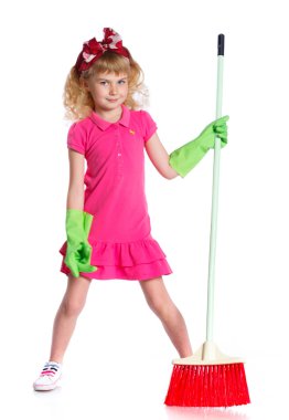 Küçük temizlik kız.