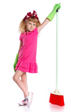 Little cleaning girl. clipart