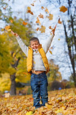 Çok güzel çocuk sonbahar Park