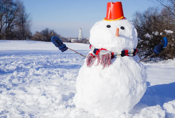 Großer Schneemann im Park — Stockfoto