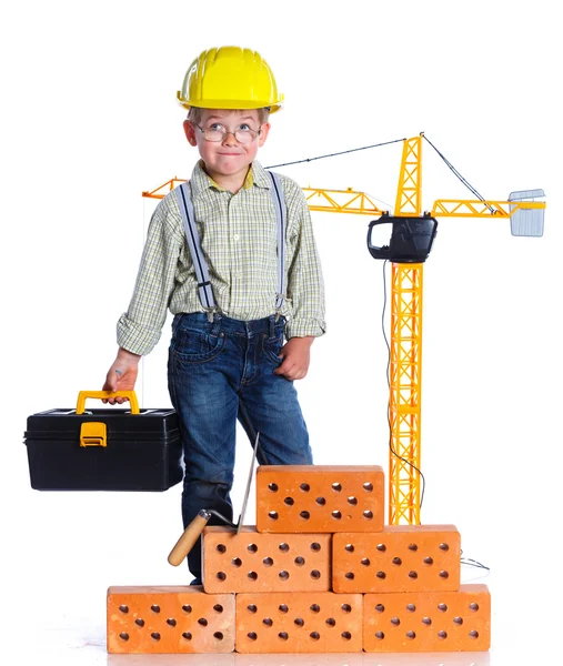 Petit garçon constructeur . — Photo