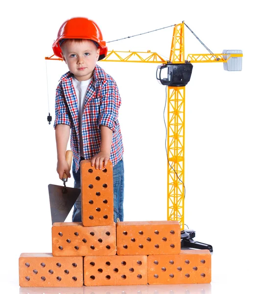 Маленький хлопчик будівельника . — стокове фото
