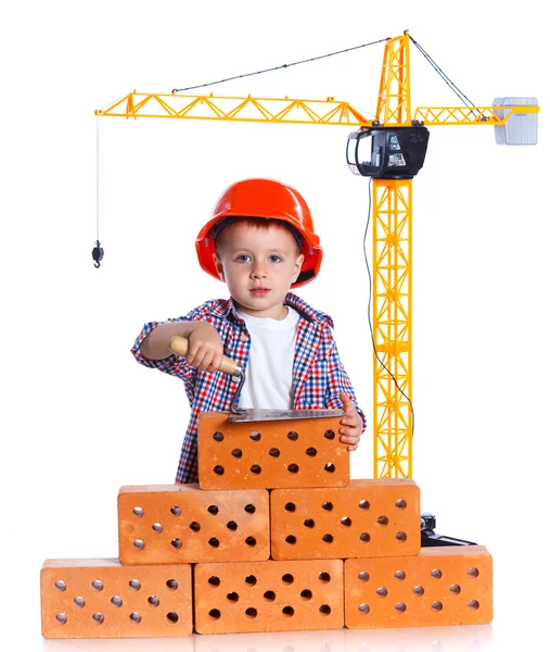 Petit garçon constructeur . — Photo