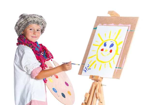 Ragazzo con acquerello pittura — Foto Stock