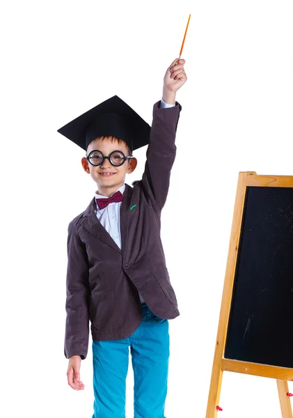 Niño en sombrero académico — Foto de Stock