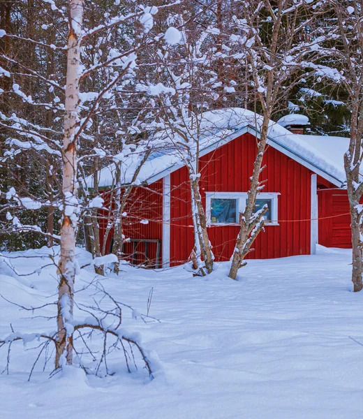 Det røde hus. Finland - Stock-foto