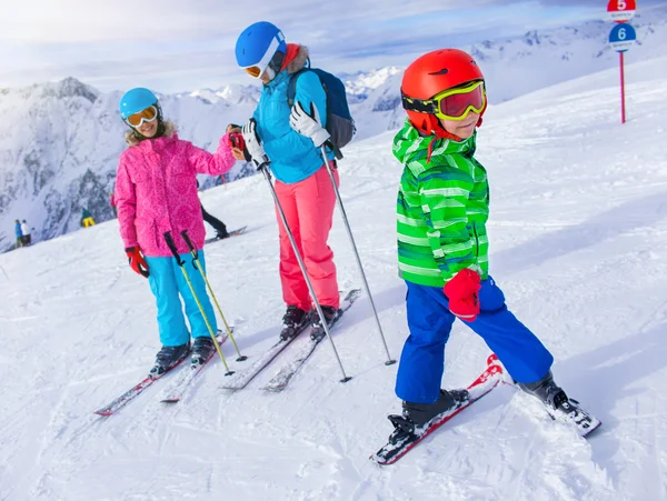 Happy family ski team Stock Photo