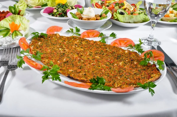 Turkish lahmacun kebab — Stock Photo, Image