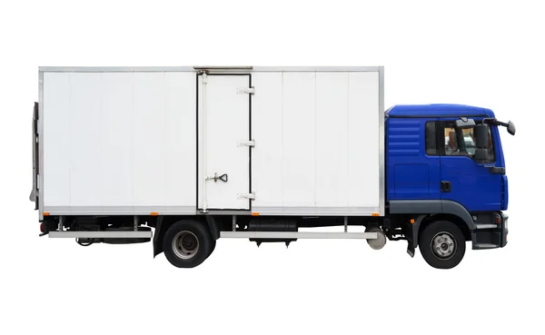 Blue and white cargo truck — Stock Photo, Image