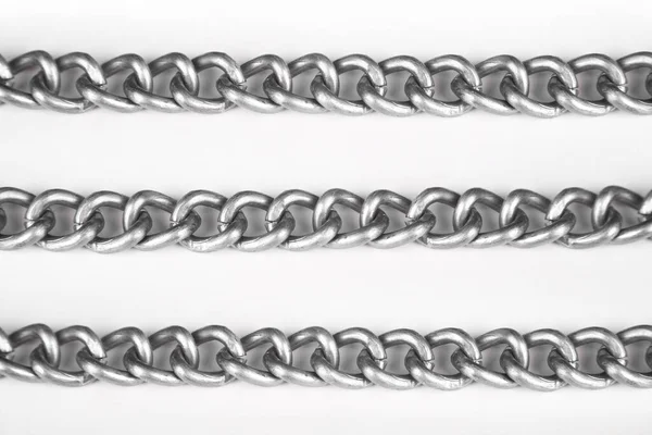 Kovové Hliníkové Řetězy Velmi Silné Izolované Bílém Pozadí — Stock fotografie